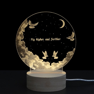 Fugle og skyer 3D lampe